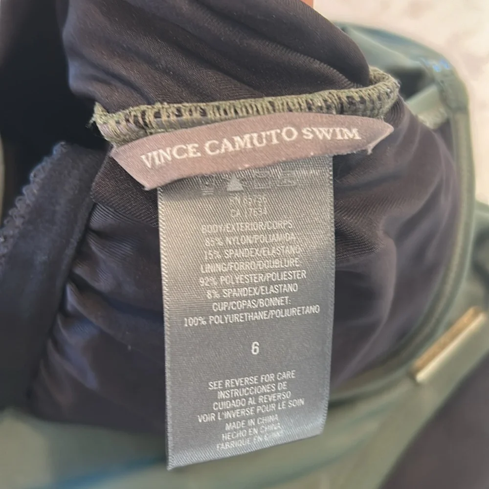 Vince Camuto Off Shoulder One Piece Swimsuit Green 6